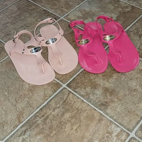 Michael Kors Jelly Lane Plate Sandals Flats Bundle Lot of 2 Pair Women Size 6 - Picture 1 of 9